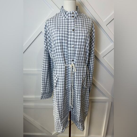 NWT English Factory Grey And White Gingham Checkered Balloon Sleeve Jacket Sz L - Picture 2 of 11